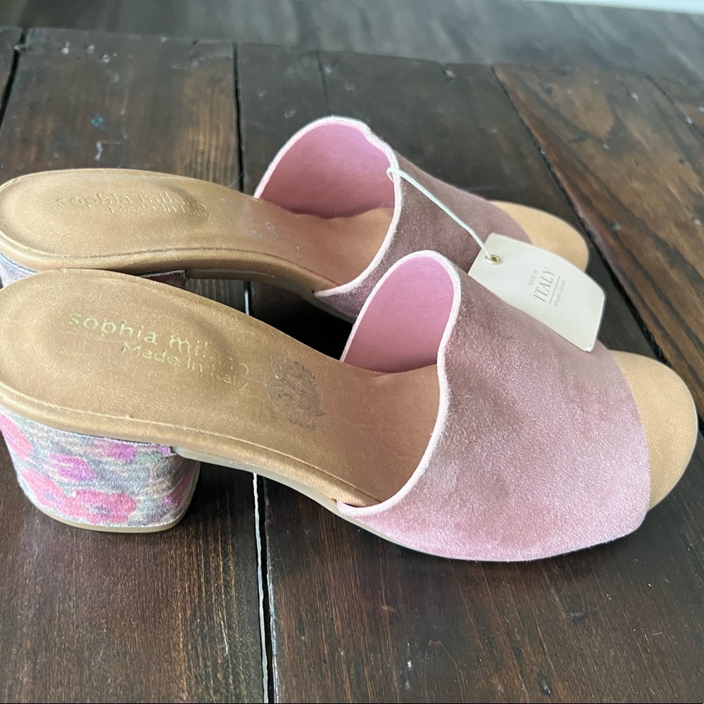 Sophia Milano Pink Suede Slides - New with tags
